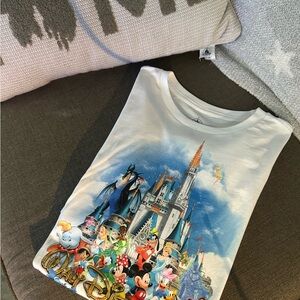 Walt Disney World Parks White Short Sleeve Tee with Castle & Classic Characters